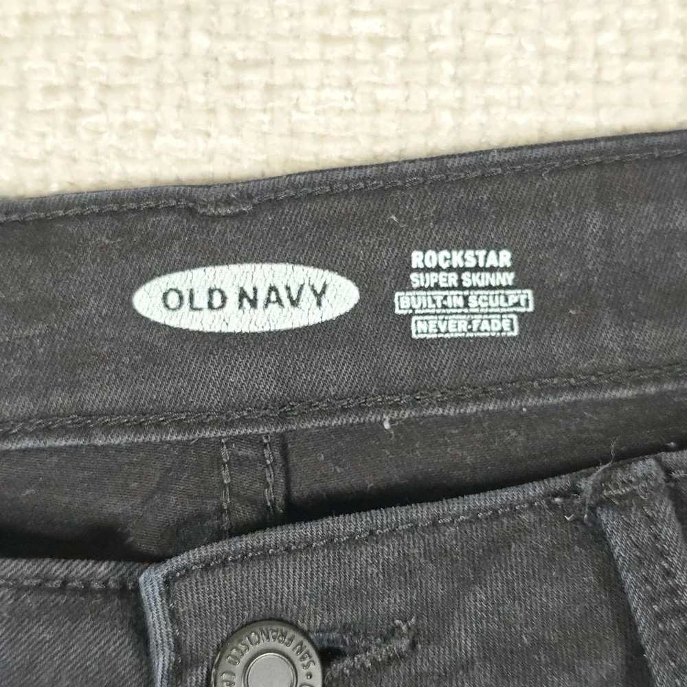 Old Navy Rockstar Super Skinny Black Jeans Built-In Sculpt Never-Fade‎ Size 6